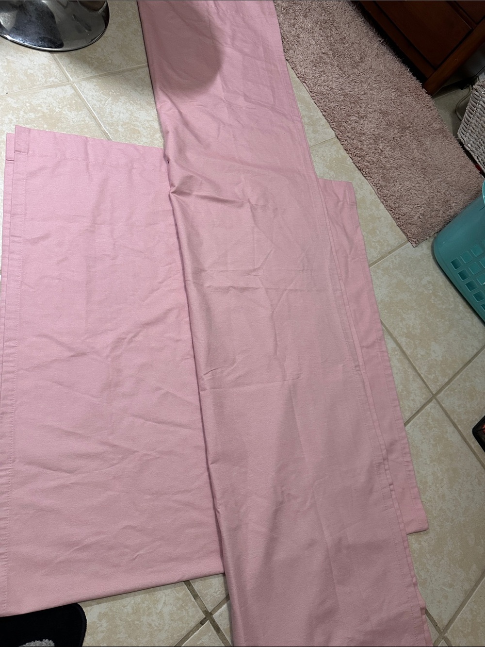 Pair of Chambray Pink blackout curtains 84 inches long by Your Zone